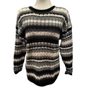 Metropolitan New York 10001 Black White Cotton Blend Sweater - Size Medium